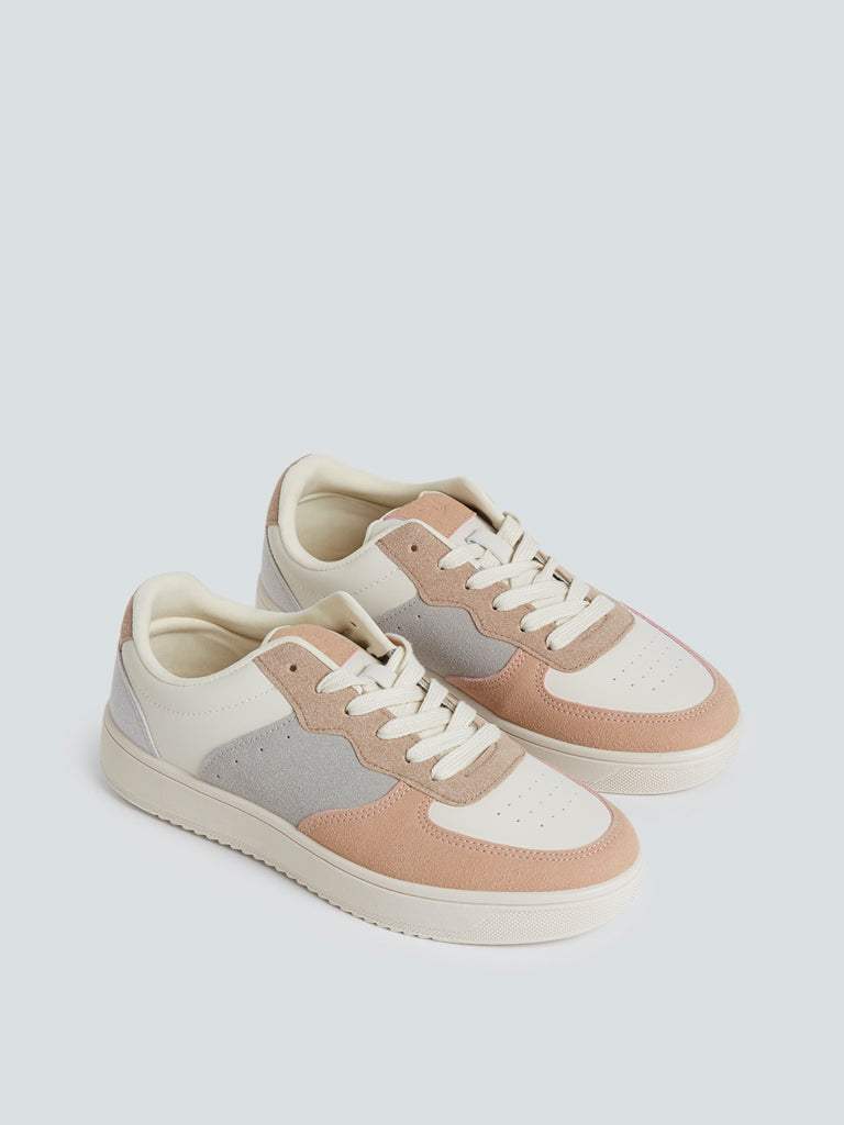 LUNA BLU Beige Colour-Blocked Lace-Up Sneakers [P946799WK] - HK$742 ...